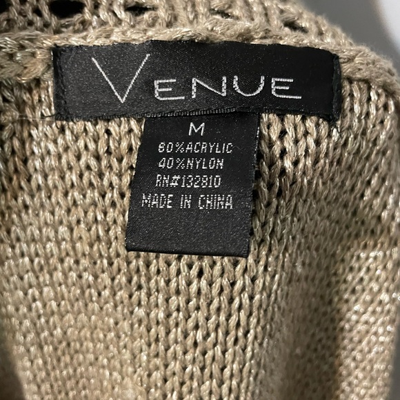 VENUE Metallic Tan Chunky Knit Toggle Cardigan Sz M - Picture 3 of 3